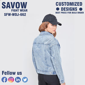 Manufacturer 100%Cotton Women's Casual Denim Jacket Fashion Denim Blouse Denim Jacket - Product Image 3