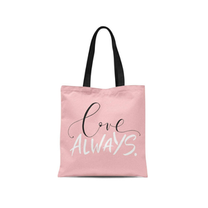 Pink Love Always bordado indio 100% algodón sostenible ligero abstracto personalizado hecho a mano reciclable bohemio bolso de mano - Product Image 1