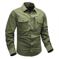 Chemise tactique en coton pour homme, chemise à manches longues pour uniforme sportif, randonnée, escalade, chasse, chemise décontractée pour l'extérieur