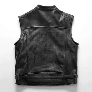 Gilet de Moto en Cuir Personnalisé pour Homme en Cuir de Vache Véritable de Qualité Gilet de Moto en Cuir de Motard - Product Image 2