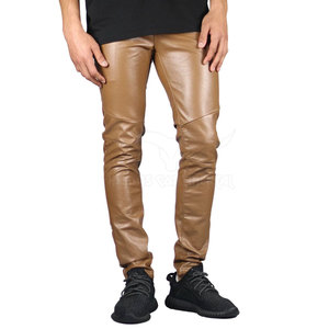 Pantalon en cuir PU pour hommes, vêtements de mode pour l'hiver, pantalon en toile légère à taille haute pour hommes, teint en couleur unie, au prix de gros - Product Image 5