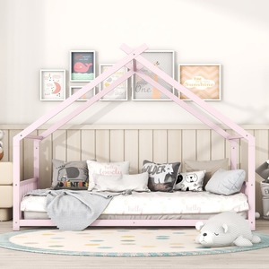 Muebles decorativos para dormitorio de niños marcos de cama de madera maciza casa camas con marco de madera afilada para niños