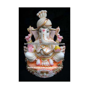 หินอ่อนพระเจ้าที่ทำด้วยมือพระพิฆเนศรูปปั้น - Product Image 1