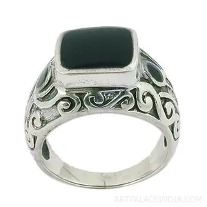 Anillo de Plata de Ley 925 con Ónix Cuadrado para Hombre, Chapado en Rodio, Joyería Fina para Regalo de Aniversario - Product Image 1