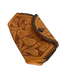 กระเป๋าใส่เหรียญสไตล์ตะวันตกของผู้หญิงกระเป๋าคลัทช์หนังขนสัตว์สีน้ำตาลกระเป๋าสตางค์ที่ไม่ซ้ำใครพร้อมซิปปิด - Product Image 1