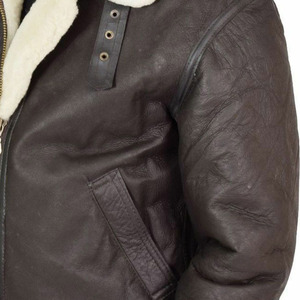 Custom Winter <b>Men's</b> Leather <b>Shearling</b> <b>Jacket</b> Faux Fur Lined Bomber Coat Heavy Duty Aviator Outerwear Wholesale - Product Image 6
