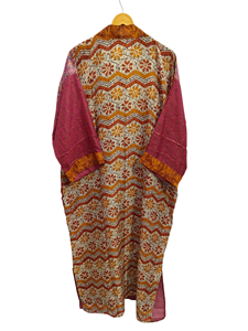 Indian Robe Floral Silk Sari <b>Kimono</b> Vintage Sari Robe Soft Beach Party Gown Indian Handmade Silk <b>Kimono</b> - Product Image 5