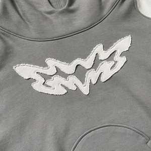 Sweat à capuche d'hiver pour homme de qualité supérieure, style tendance, broderie usée, fermeture éclair surdimensionnée, imprimé décontracté, 100% coton, ODM - Product Image 5