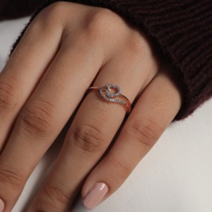 แหวนรูปหัวใจเคลือบทอง14K สินค้าใหม่ฉลองครบรอบแต่งงานแหวนหมั้นได้รับการรับรองมาตรฐาน IGI - Product Image 4