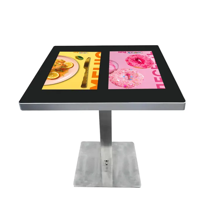 أفضل سعر مخصص شاشة lcd تفاعلية بشاشة مزدوجة تعمل باللمس طاولة كشك