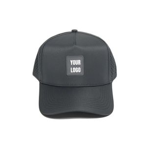 Casquette de golf respirante haute performance avec protection solaire, détail cordon, trous découpés au laser, logo personnalisé en caoutchouc PVC pour hommes, entraînement fitness - Product Image 3