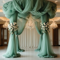 Voilages de plafond vert menthe, rideaux en mousseline douce pour scène de mariage et décoration de fond d'événement