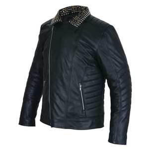 Chaqueta de moda para mujer, cortavientos, de cuero y lona, transpirable, ecológica, sólida, para otoño e invierno, con remaches, rellena de algodón, de punto, de alta calidad. - Product Image 5