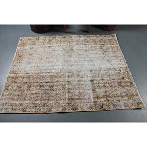 Tapis Patchwork Vintage en Laine Beige Grand Style Classique de 4.1x5.3 pieds pour Entrée Fait à la Main en Peluche Pile Couloir Rectangulaire pour Adolescents - Product Image 3