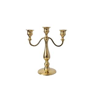 Support de candélabre à 5 bras en aluminium plaqué laiton de qualité supérieure, magnifique porte-bougie décoratif en métal pour la décoration de mariage - Product Image 5
