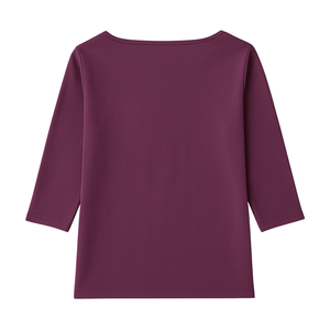 T-shirt femme en coton biologique de luxe 100% pré-rétréci certifié GOTS, col bateau, manches 3/4, coupe classique, doux et premium - Product Image 2