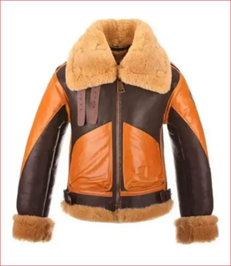 Chaqueta de cuero negro de piel de oveja con cremallera cruzada de aviador para hombre con tarifa al por mayor de calidad superior - Product Image 3