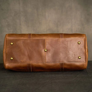 Sac polochon en cuir Toile Épaule Business Style Fermeture à glissière Voyage Gym Sports Weekender Aventures de nuit - Product Image 6