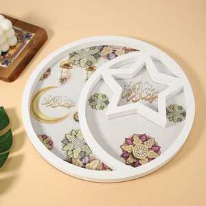 Plateau de service à étage unique en bois en forme d'étoile chic Impression en émail de qualité supérieure Taille personnalisée pour un usage domestique Cadeaux Eid Ramadan-par Zh Traders - Product Image 4