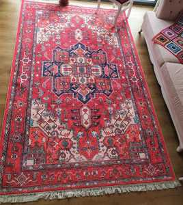 Alfombra Turca Vintage con Patrón Oriental Rojo, Antideslizante y Lavable, Estilo Bohemio para Sala de Estar y Dormitorio - Product Image 2