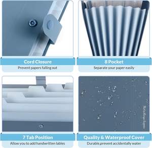 แฟ้มพลาสติกขนาด Letter แบบขยายได้ ทนทาน พร้อมช่องใส่เอกสาร 8 ช่อง แบบพับได้ พร้อมป้ายกำกับ - Product Image 3