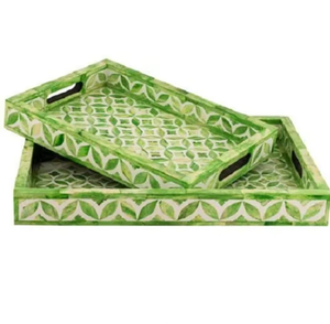 Plateau design boîte antique artisanale plateau multi-usage en incrustation d'os pour servir l'affichage et le stockage élégant fabriqué à la main en Inde - Product Image 2