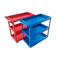 Armoire à outils en acier de haute qualité à trois étagères avec roulettes, chariot utilitaire pour outils