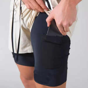 กางเกงขาสั้นออกกำลังกายเล่นฟิตเนสของผู้ชายกางเกงขาสั้นสำหรับใส่วิ่งเล่นฟิตเนสกับกระเป๋า - Product Image 1