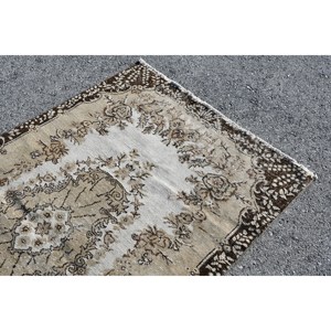 Tapis en laine marron beige classique 3.9x6.9 pieds tapis turcs faits à la main Design patchwork rectangulaire pour salon chambre couloir 4m Latex - Product Image 5