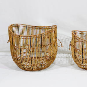 Artex Dong Thap Cestas de almacenamiento de ratán ondulado tejidas a mano con asas decorativas - Product Image 2