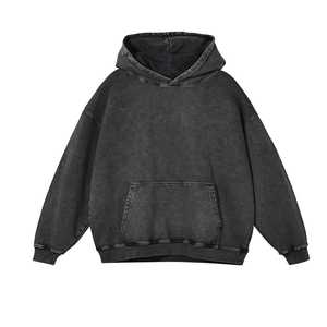 Sweat à capuche surdimensionné de haute qualité 100% coton avec poche intérieure zippée Unisexe Noir Lourd Sweat à capuche personnalisé avec logo Écologique - Product Image 6
