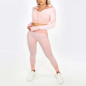 Conjunto de Yoga de 3 Piezas para Mujer, Transpirable, de Secado Rápido, sin Costuras, para Gimnasio, con Sujetador Deportivo y Leggings - Product Image 4