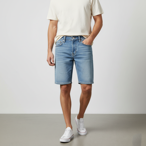 New High Demand High Quality Denim <b>Shorts</b> wholesale premium with <b>leather</b> logo patch durable streetwear <b>men's</b> <b>shorts</b> - Product Image 2