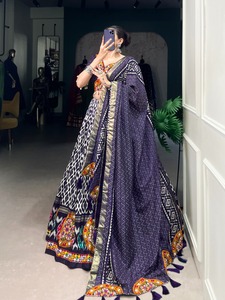 Nuevo hermoso Tussar Silk Ikkat estampado multicolor fiesta Formal Navratri Lehenga Choli con espejo Real Gamthi Work - Product Image 5