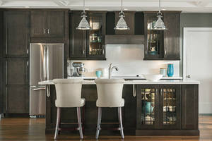 Armarios de cocina de diseño moderno con madera cerámica MDF Panel estilo roble - Product Image 5