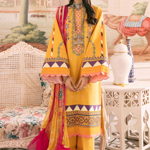 Fourrure brodée fête Shalwar Kameez pour pelouse robe longue au sol pour femmes vêtements d'été entièrement cousus Service OEM - Product Image 6