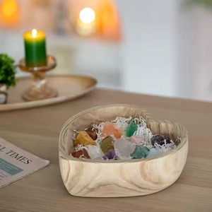 <b>Heart</b> shape wooden <b>bowl</b> with natural smooth handcrafted finish ideal for kitchen serving salad fruit display and elegant home - Product Image 4