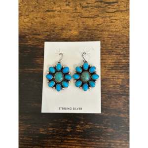 Navajo Handmade Royston Turquoise Sterling <b>Silver</b> Squash Blossom <b>Necklace</b> <b>Set</b> - Product Image 5