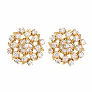 Boucles d'oreilles indiennes en diamant Moissanite Lab-Grown & Natural Diamond Luxury Gold Sunshine Studs Radiant Jewelry for Women - Product Image 1