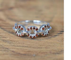 โกเมนสีแดง925เงินสเตอร์ลิงแหวนโกเมนแท้ทำด้วยมือเครื่องประดับ January birthstone - Product Image 1