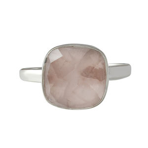Classic Simple Women's Wedding <b>Ring</b> 925 Sterling Silver Natural Rose <b>Quartz</b> Gemstone Prong Setting Third Party Certified Ready - Product Image 2