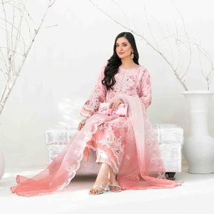 ชุด Punjabi ผ้าลินินลายปักหนา3ชิ้นสำหรับผู้หญิงชุดแมกซี่ tawakkal VOL yasna frock PARTY/Eid Girls' salwar - Product Image 4