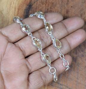 Citrine Sterling <b>Silver</b> Adjustable Bracelet Pear Gemstone Handmade Jewelry November Birthstone Gift For Women - Product Image 4