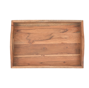 Plateau de service rectangulaire en bois en laiton AK avec poignée de couleur bois naturel pour décor d'hôtel et de restaurant - Product Image 3