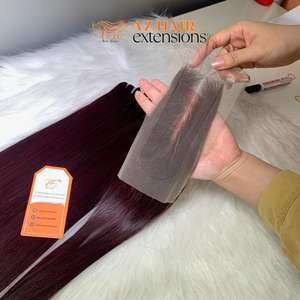 Paquetes de trama recta de hueso Borgoña de alta calidad Extensiones de cabello vietnamita crudo Cierre a juego para peluca - Product Image 4