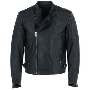 Veste pour homme Veste en cuir noir authentique pour homme Style motard classique avec fermeture éclair Coupe ajustée Vêtement de rue en cuir Veste pour homme - Product Image 1