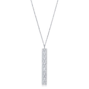 Stick Design Zircon Stone Baguette Shape Silver Pendant Venta al por mayor 925 Sterling Silver Jewelry Joyería fina - Product Image 3
