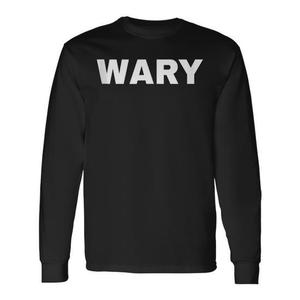 T-shirt a maniche lunghe Wary con design a caratteri in grassetto, abbigliamento nero, vestibilità unisex - Product Image 1