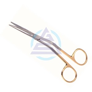 Ciseaux dentelés Fomon de 14 cm manche doré ciseaux nasaux et amygdales délicats en acier inoxydable - Product Image 1