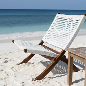 Sillón de Ratán Tejido a Mano Blanco Natural SOLOBEAT, Moderno y de Ocio para Sala de Estar, Oficina en Casa y Villa - Product Image 1